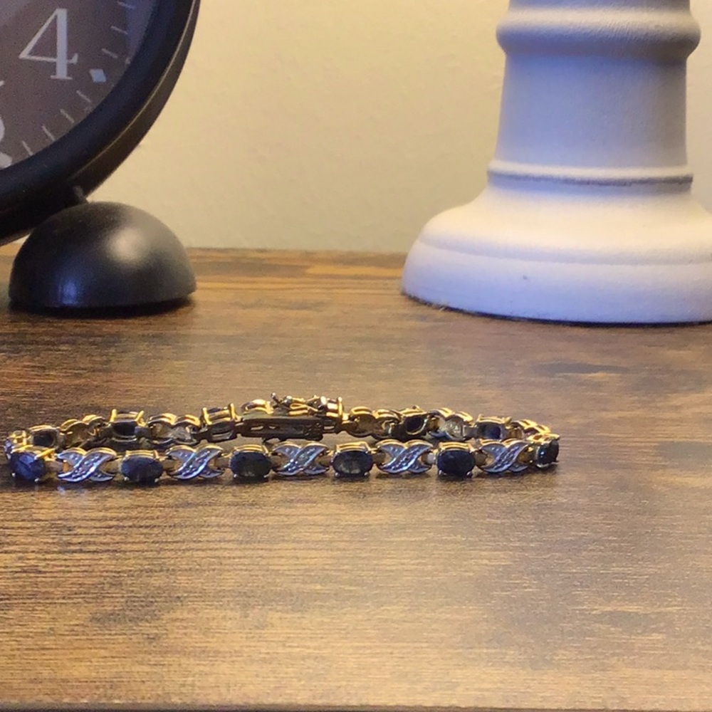 Sapphire and gold  tennis bracelet
